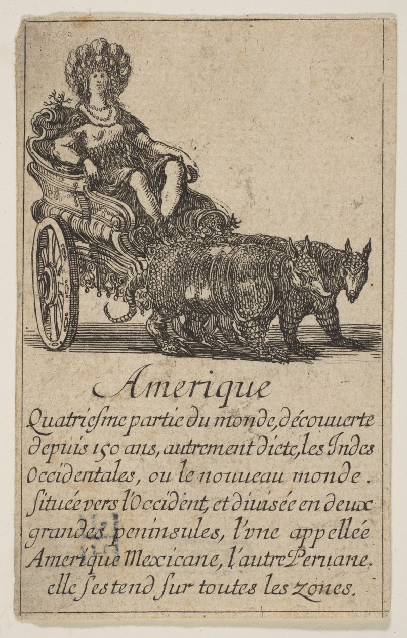 美洲，来自 "地理游戏 "Jeu de la Géographie，1644年。 作者 斯蒂法诺·德拉·贝拉
