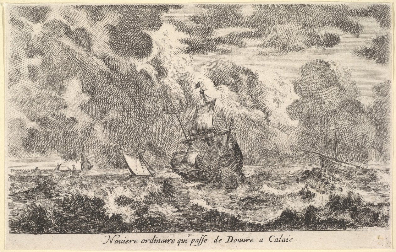 一条在杜夫（Douvre）和加来纳维耶尔（Calais Naviere）之间航行的普通船，1647年。 作者 斯蒂法诺·德拉·贝拉