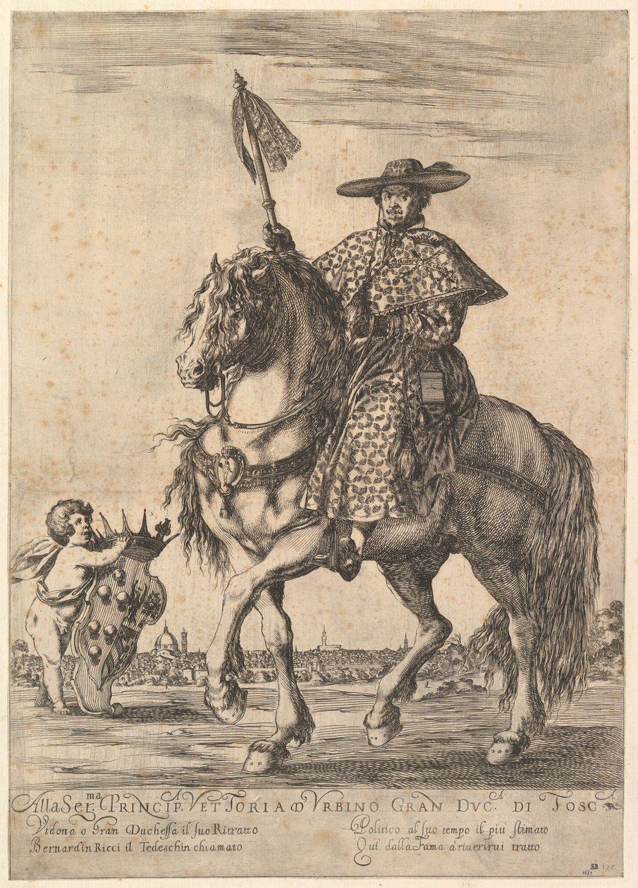 利玛窦（Bernardino Ricci），被称为il Tedeschino，在中间的马顶上，向左骑行，W...，1637。 作者 斯蒂法诺·德拉·贝拉