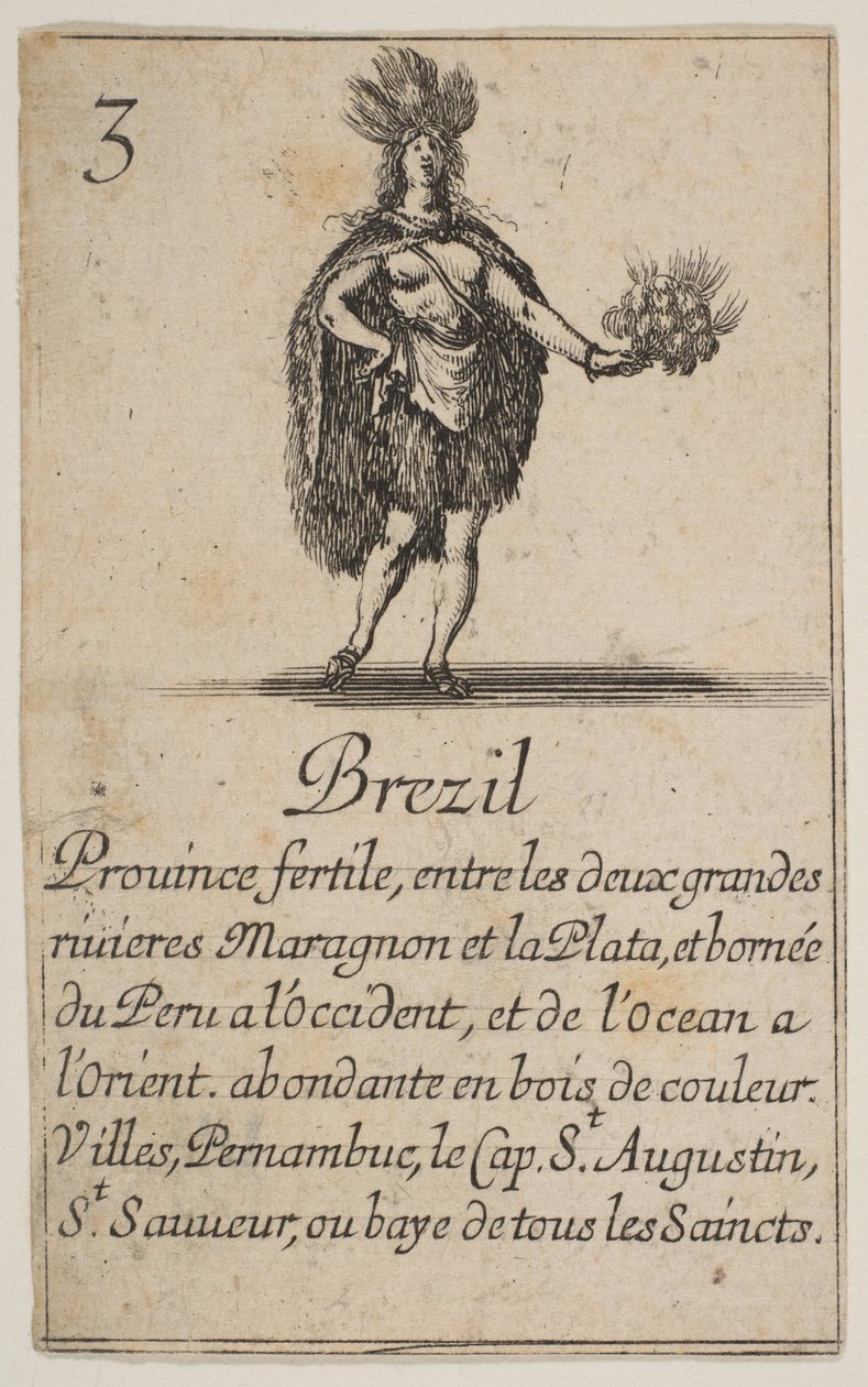 巴西，来自 "地理游戏 "Jeu de la Géographie，1644年。 作者 斯蒂法诺·德拉·贝拉