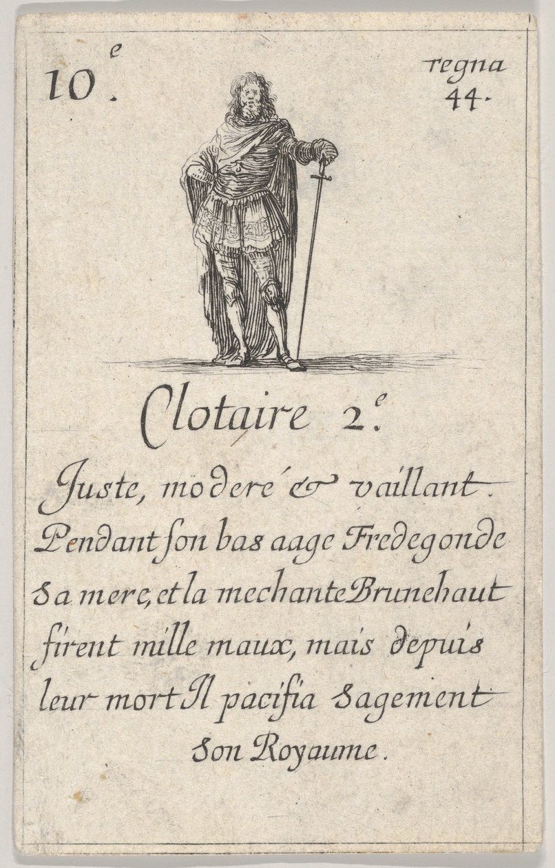 克洛泰2.-e Juste，moderé...，摘自法国国王Jeu des Rois de Fran的游戏，1644年。 作者 斯蒂法诺·德拉·贝拉