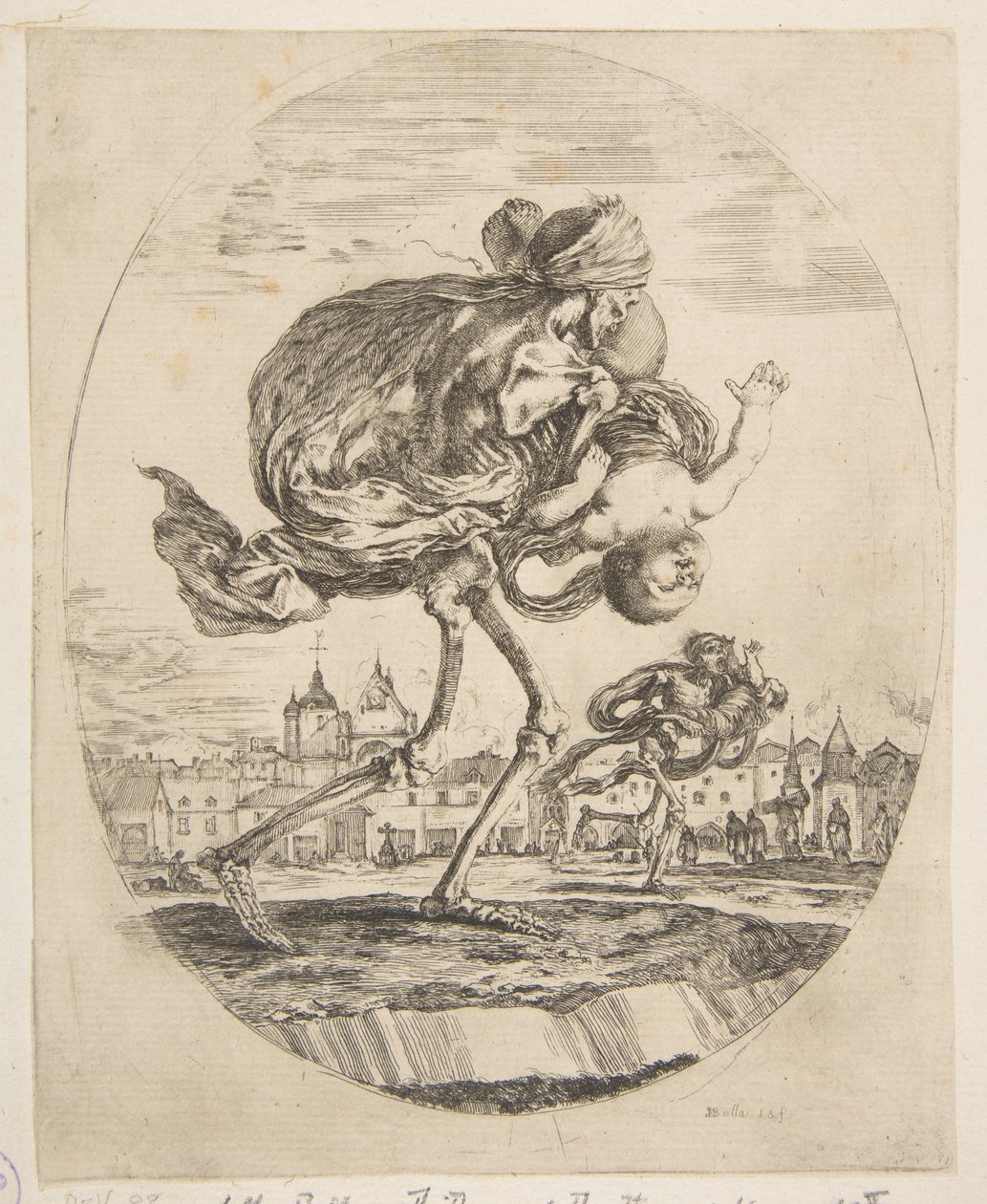 大约在五次死亡中，Les cinq Morts载有一名婴儿。 1648年。 作者 斯蒂法诺·德拉·贝拉