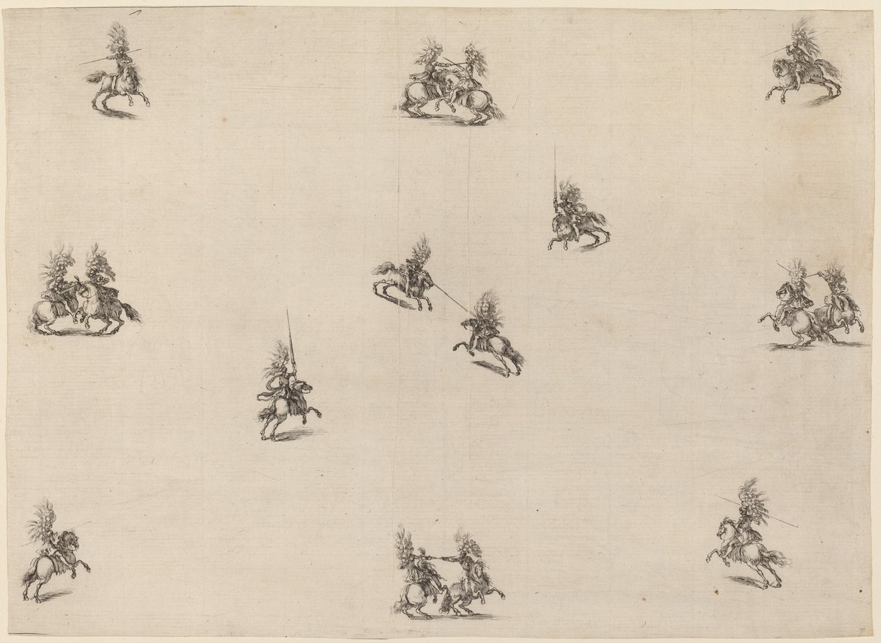 战斗的骑士们，1652年。 作者 斯蒂法诺·德拉·贝拉