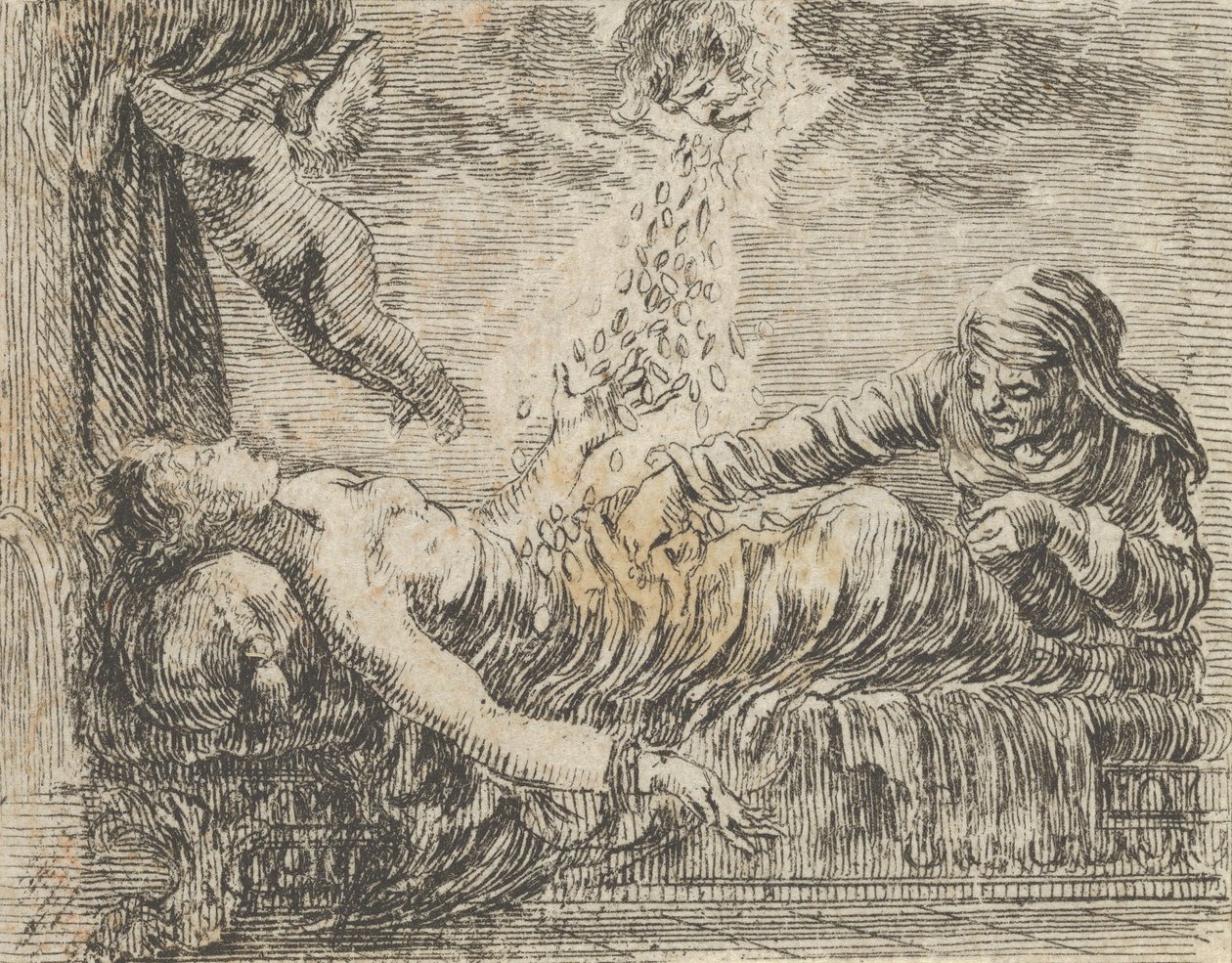 朱庇特和达纳埃，出自《神话游戏》Jeu de la Mythologie，1644年。 作者 斯蒂法诺·德拉·贝拉