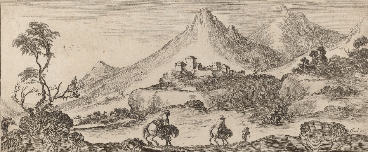 带有城堡的风景，1641年。 作者 斯蒂法诺·德拉·贝拉