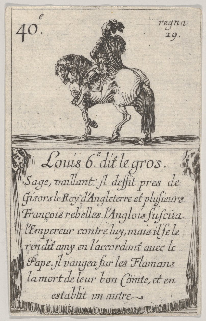 路易斯·6.-埃·迪·格罗斯·圣人（Louise 6.e dit le gros Sage），发自内心的……，摘自法国国王游戏《 Jeu des Ro ...》，1644年。 作者 斯蒂法诺·德拉·贝拉