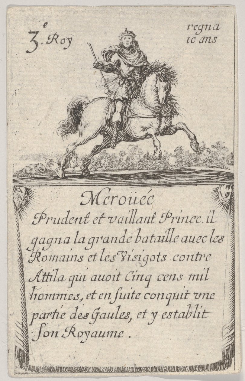 MeroüéePrudent et vaillant ...，摘自法国国王游戏《 Jeu des Rois de Fran ...》，1644年。 作者 斯蒂法诺·德拉·贝拉