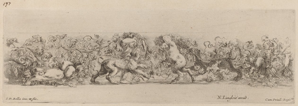 带葡萄藤的装饰性壁画，可能是1648年。 作者 斯蒂法诺·德拉·贝拉