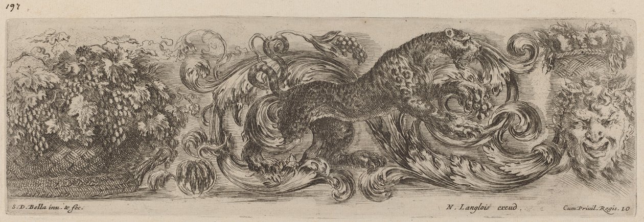 豹纹装饰壁画，可能是1648年。 作者 斯蒂法诺·德拉·贝拉