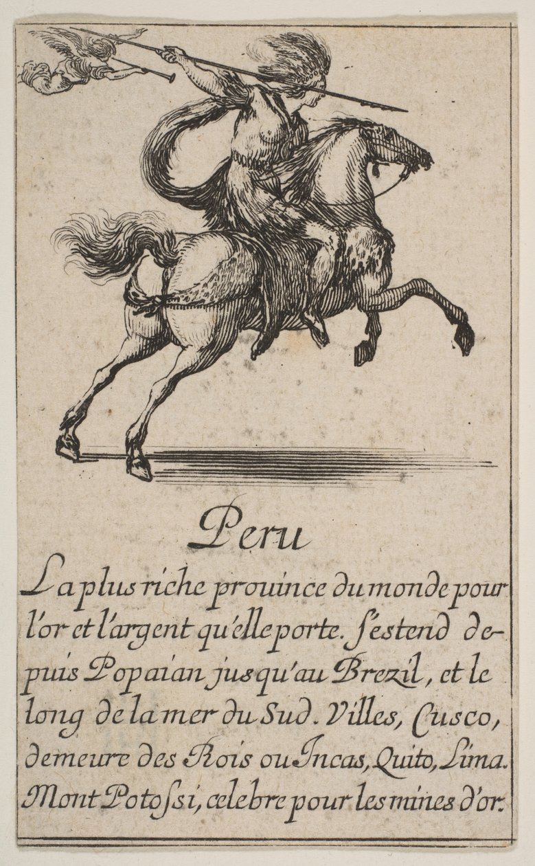 秘鲁，来自 "地理游戏 "Jeu de la Géographie，1644年。 作者 斯蒂法诺·德拉·贝拉