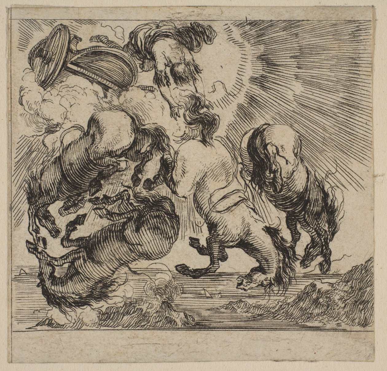 辉腾（Phaeton），摘自神话游戏《侏儒神话》（Jeu de la Mythologie），1644年。 作者 斯蒂法诺·德拉·贝拉