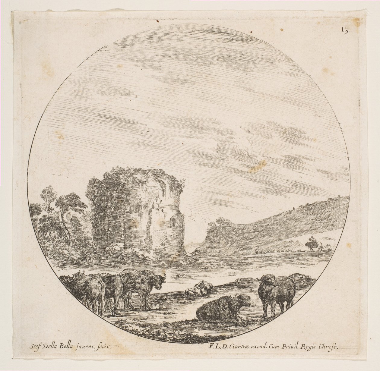 图13：罗马风景中的一座寺庙的遗迹，来自罗马风景，遗址P ...，ca。 1646。 作者 斯蒂法诺·德拉·贝拉