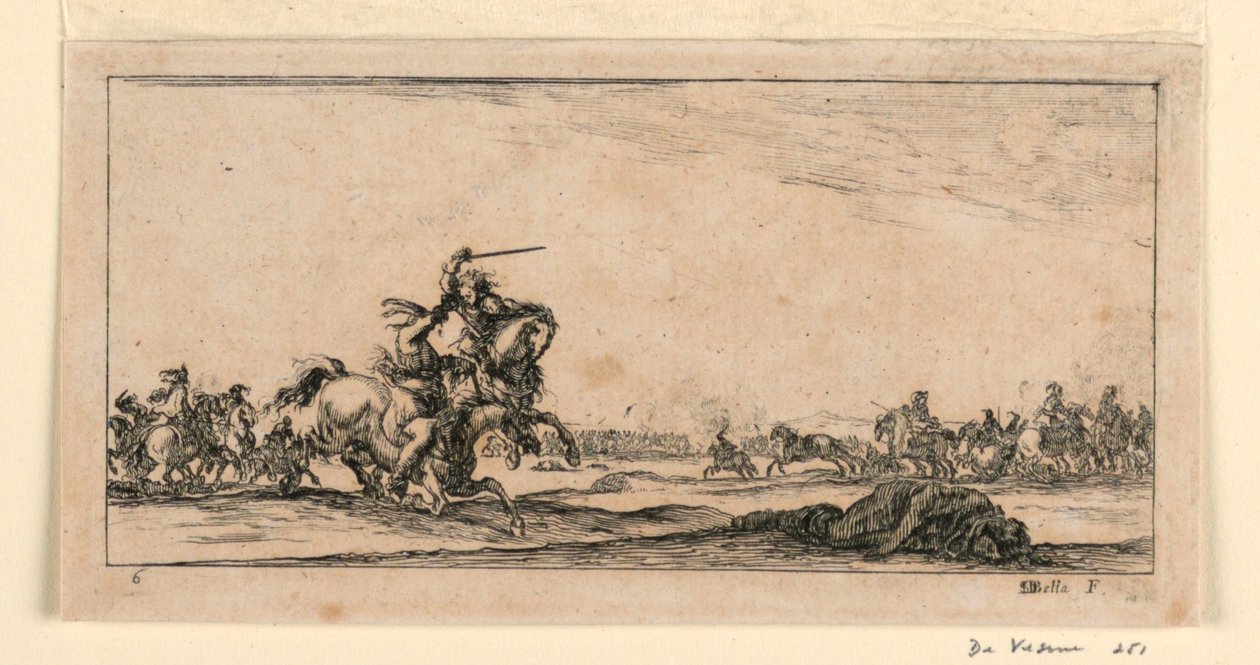 图版6，来自 "Desseins de Queleques Conduites de Troupes, Canons, et Ataques de Villes"。 作者 斯蒂法诺·德拉·贝拉