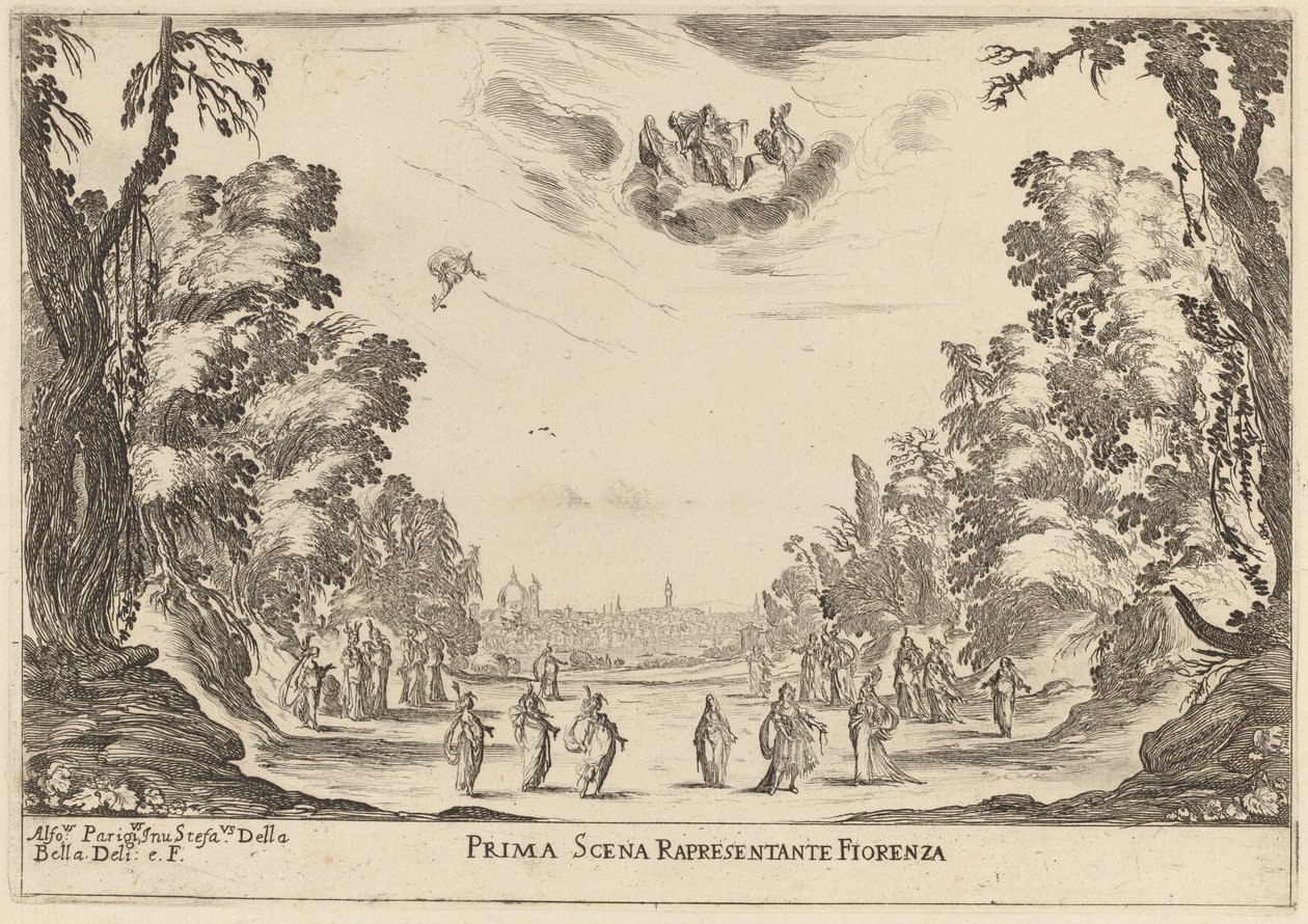 Prima Scena Representanta Firenza, 1637年。 作者 斯蒂法诺·德拉·贝拉
