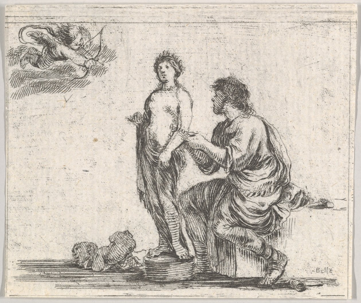 皮格马利翁（Pygmalion），摘自神话游戏《侏儒神话》（Jeu de la Mythologie），1644年。 作者 斯蒂法诺·德拉·贝拉