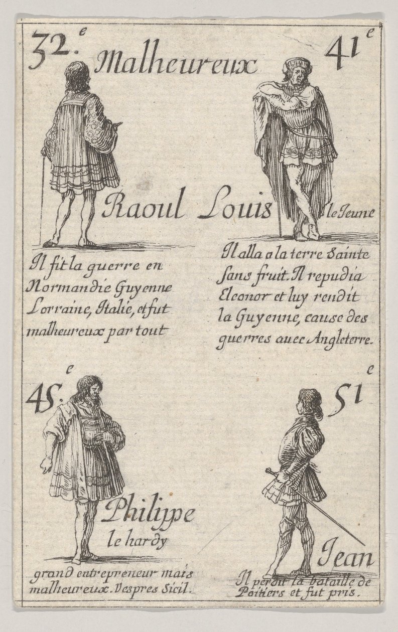 Raoul ... Louis le Jeune ...，摘自法国国王游戏[Jeu des Rois de France]，1644年。 作者 斯蒂法诺·德拉·贝拉
