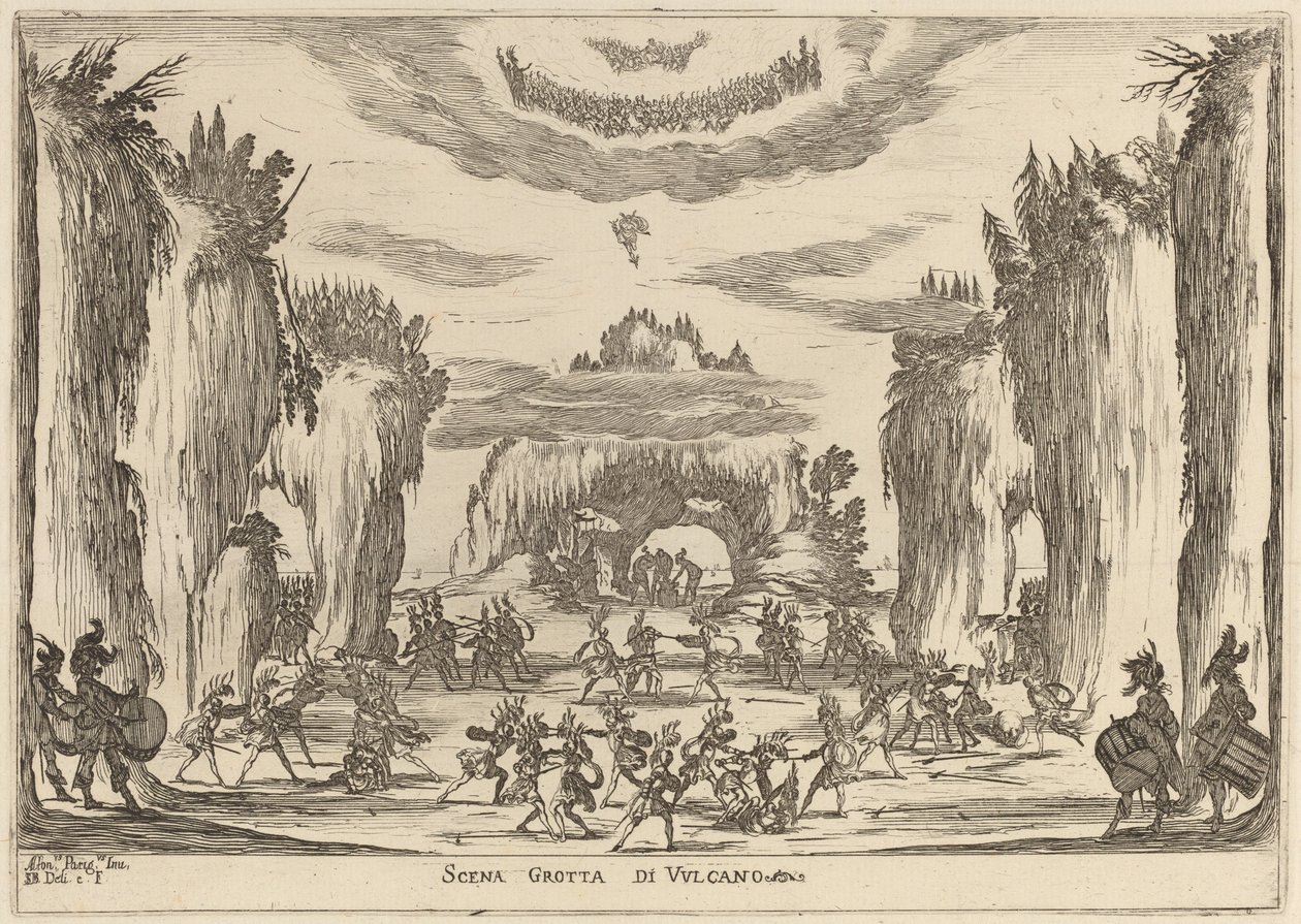 武尔卡诺石窟场景，1637年。 作者 斯蒂法诺·德拉·贝拉