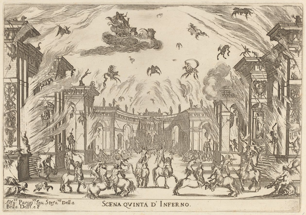 地狱的第五场，1637年。 作者 斯蒂法诺·德拉·贝拉