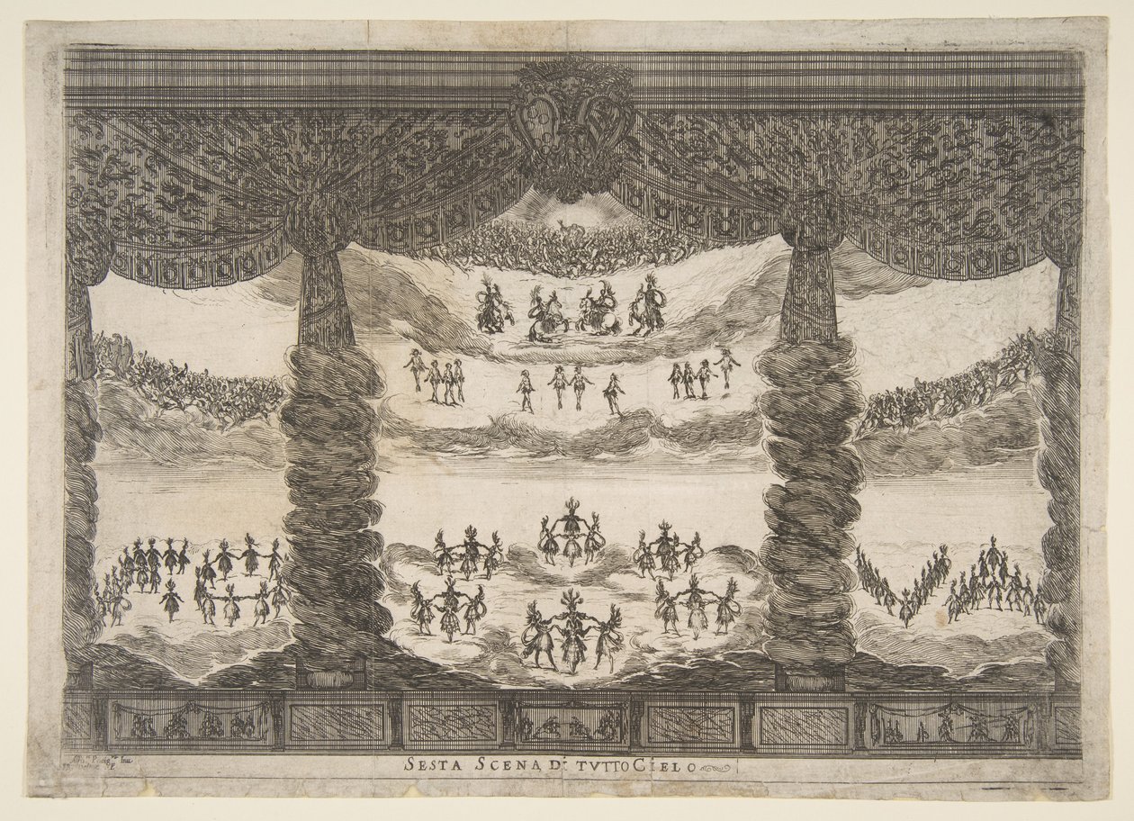 第六场，天堂，出自《天神的婚姻》，摄于1637年。 作者 斯蒂法诺·德拉·贝拉