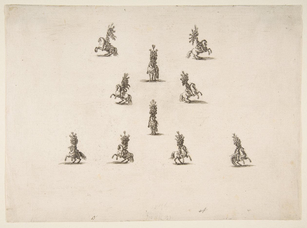 包括五个形成V的十个骑士，1652年。 作者 斯蒂法诺·德拉·贝拉