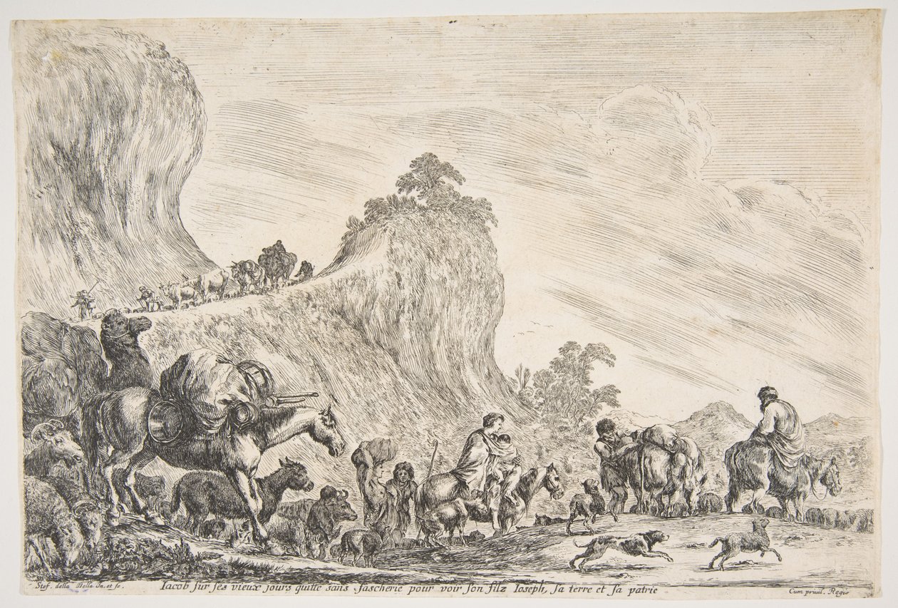 雅各在埃及的旅程，约。 1647。 作者 斯蒂法诺·德拉·贝拉