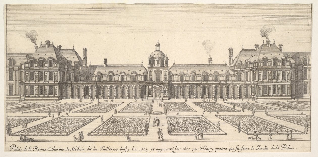 凯瑟琳·德·美第奇的宫殿，被称为Tuilleries，从各种评论角度看，1649-51年。 作者 斯蒂法诺·德拉·贝拉