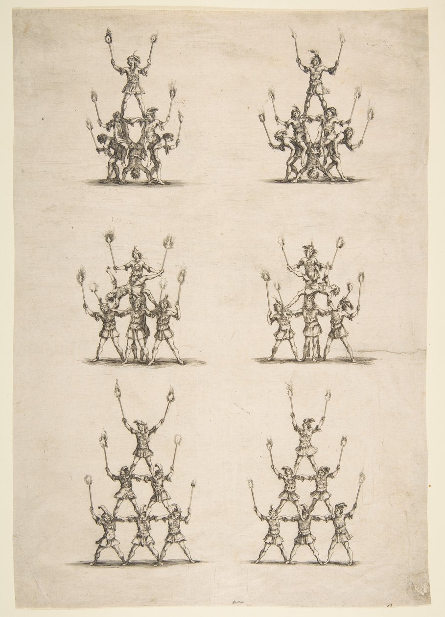 六组十六个杂技演员，1652年。 作者 斯蒂法诺·德拉·贝拉