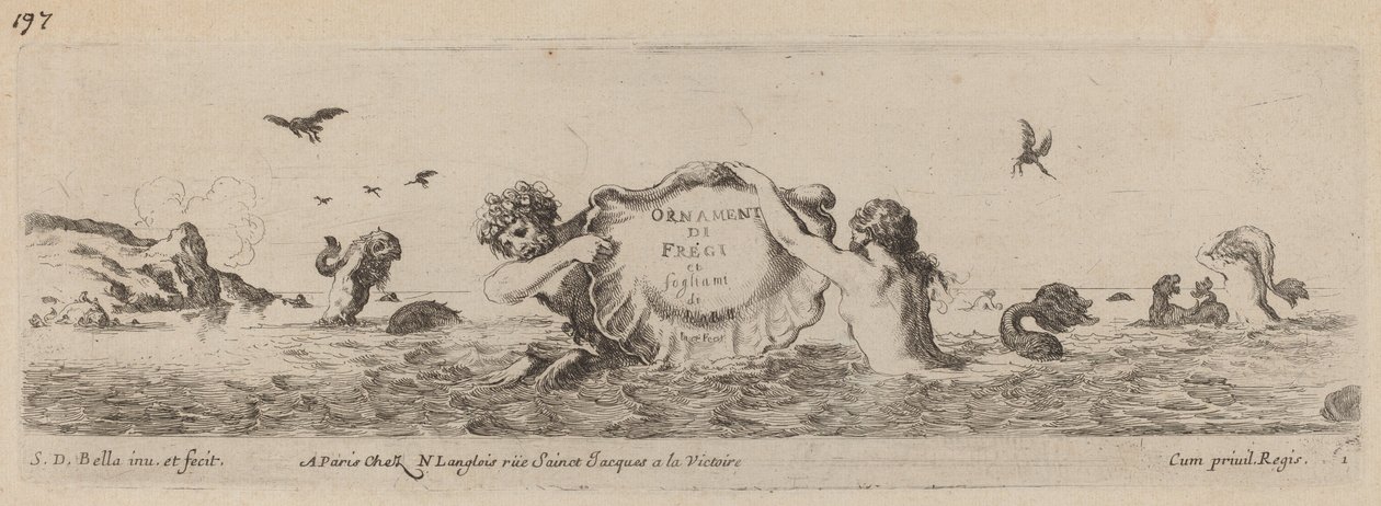 Ornamenti di fregi e fogliani的扉页，可能是1648年。 作者 斯蒂法诺·德拉·贝拉