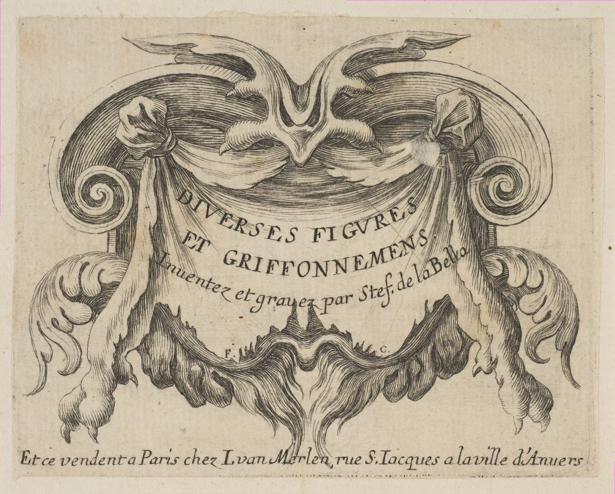 标题页，来自《各种数字和涂鸦》Diverses figures et griffonnemens，约1646年。 作者 斯蒂法诺·德拉·贝拉