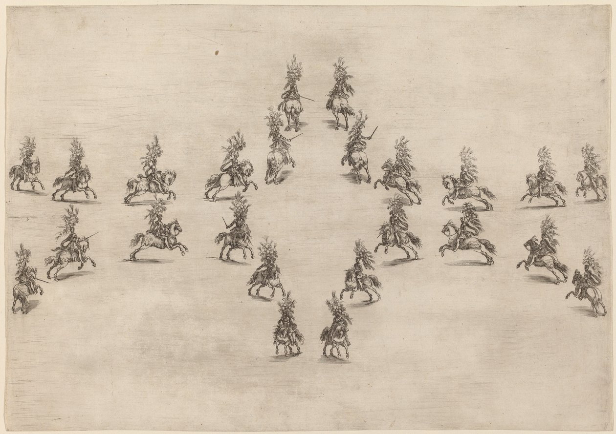 二十四个骑士在一个椭圆中，1652年。 作者 斯蒂法诺·德拉·贝拉