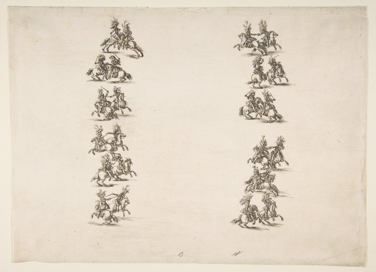 1652年，二十四个骑士分两列作战。 作者 斯蒂法诺·德拉·贝拉