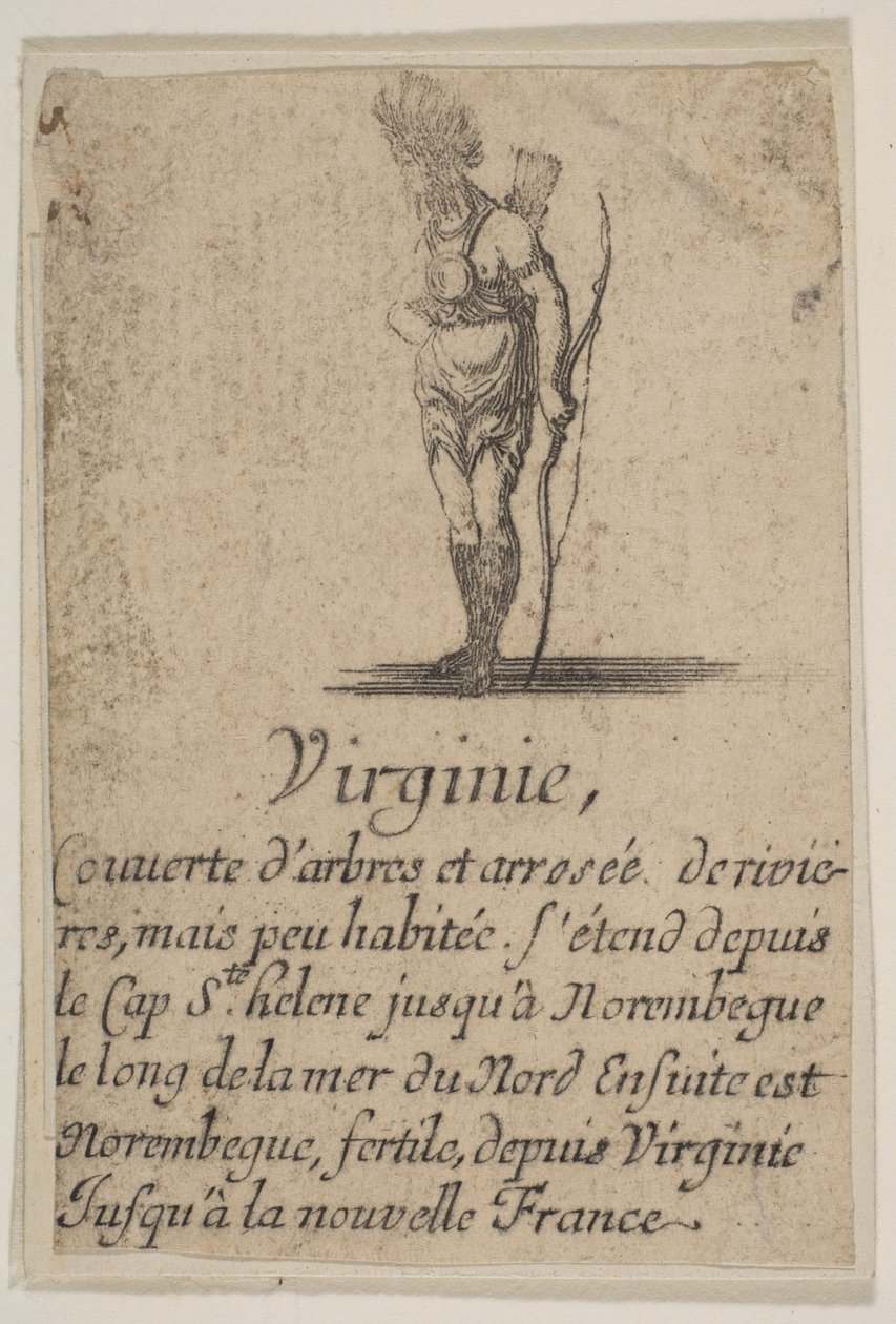 弗吉尼亚，出自《地理游戏》Jeu de la Géographie，1644年。 作者 斯蒂法诺·德拉·贝拉