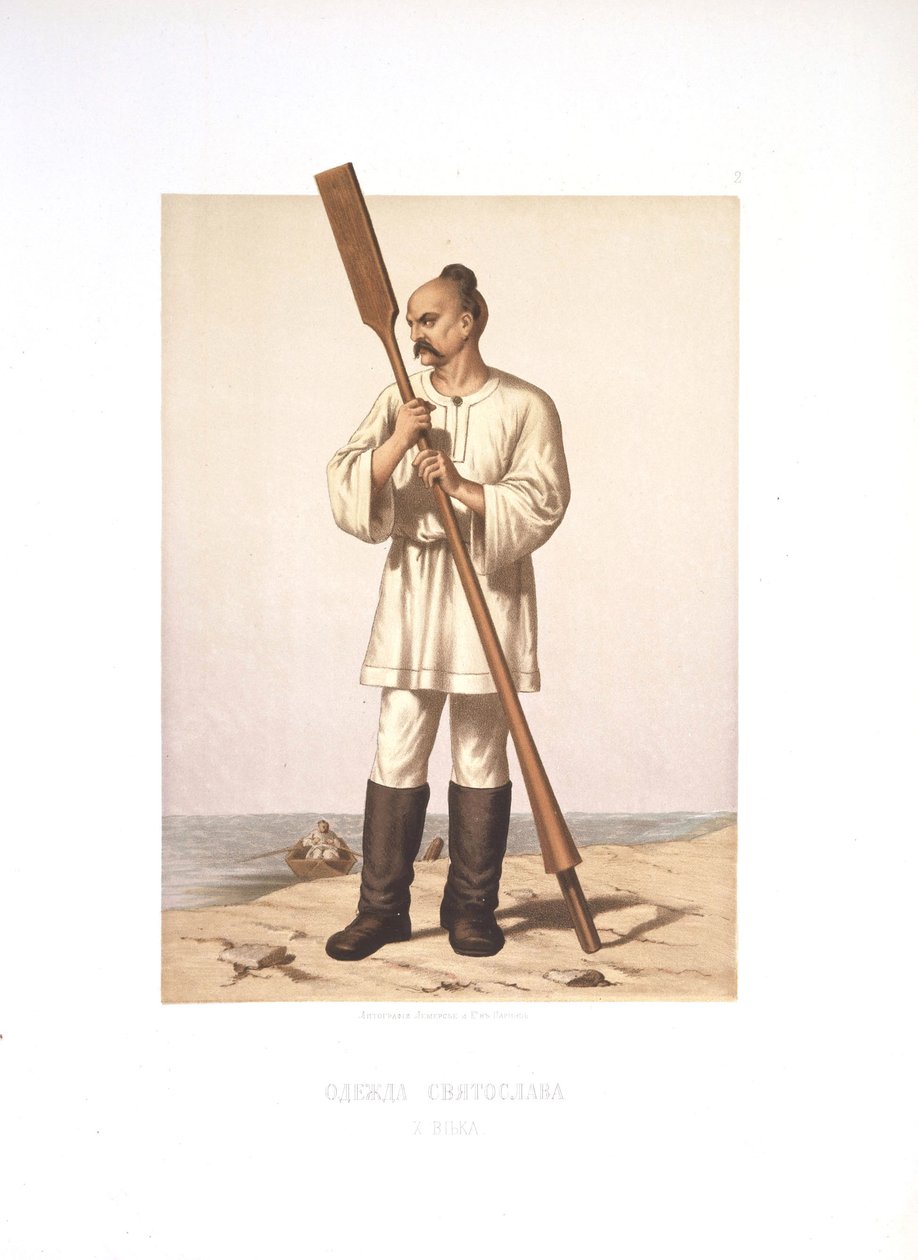 基辅大王子斯维亚托斯拉夫一世的服装，1877年 作者 斯捷潘·斯捷潘诺维奇·斯特列卡洛夫