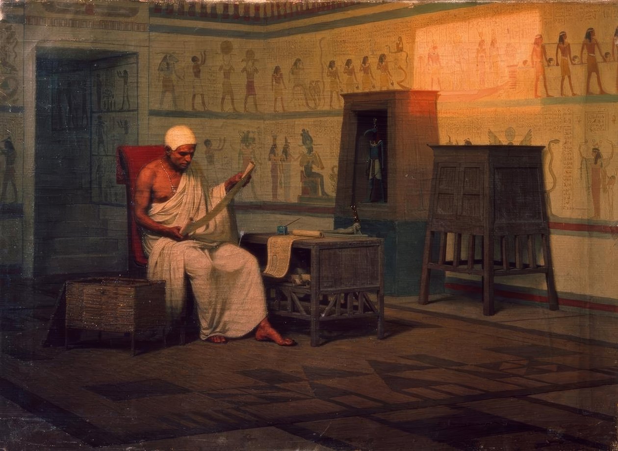 Ägyptischer Priester einen Papyrus lesend 作者 斯蒂芬·瓦拉迪斯拉瓦维奇·巴卡洛维奇