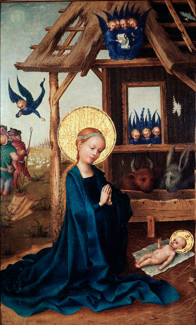 斯蒂芬·洛克纳 (Stephan Lochner)（约 1410-1451 年）15 世纪慕尼黑老绘画陈列馆的《对孩子的崇拜》 作者 斯蒂芬·洛克纳