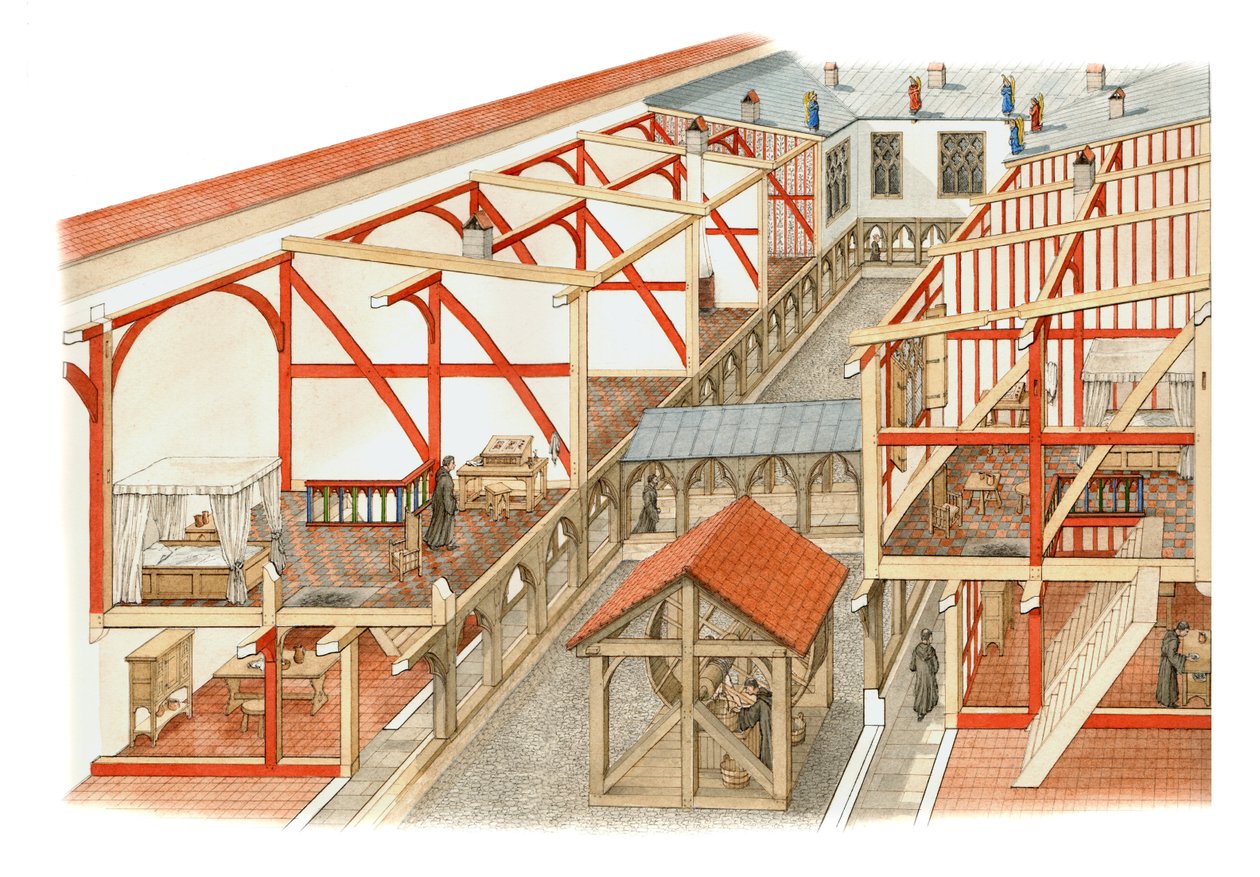 温莎城堡大农法庭，约 1500-1535 年（纸面水墨画） 作者 斯蒂芬·康林
