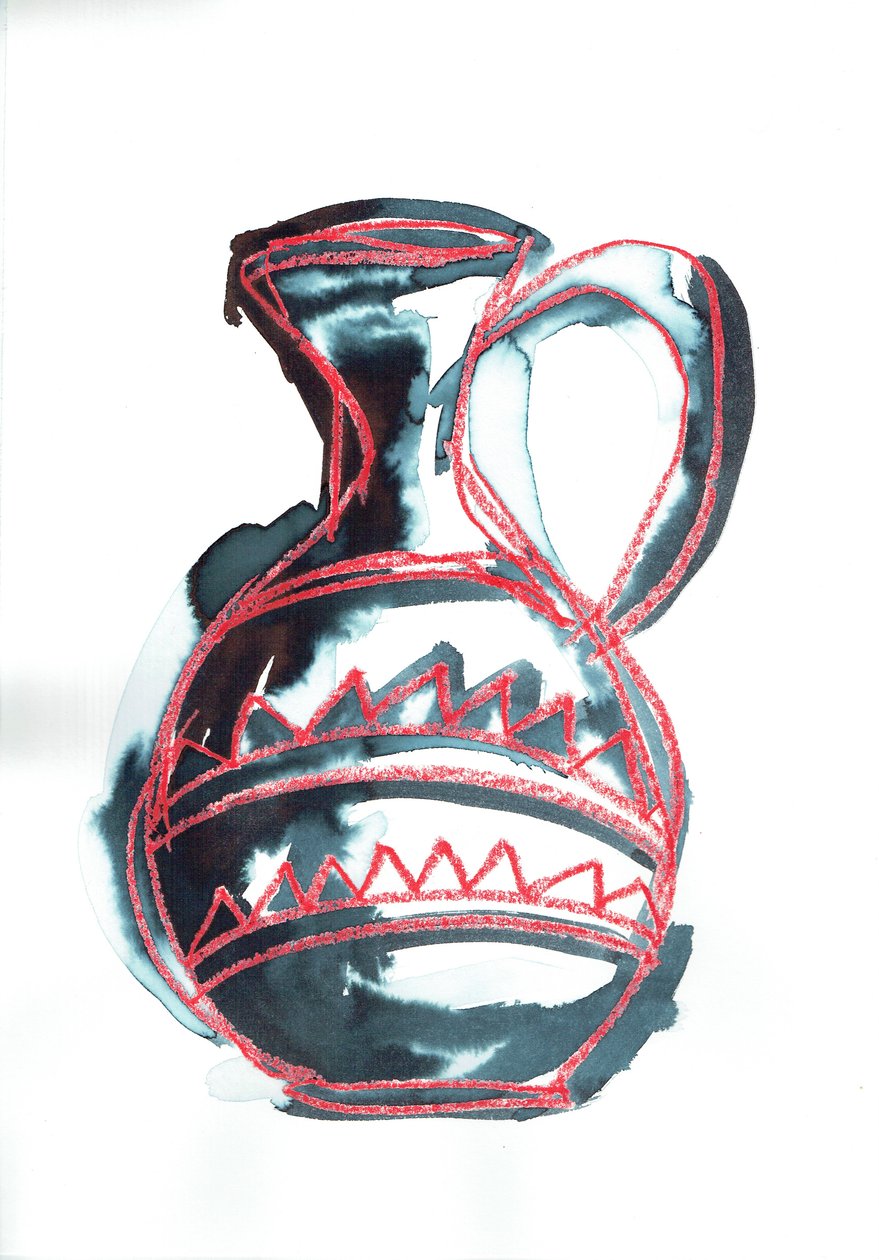 Vessel V》，2016 年（纸上油画棒和织物染料） 作者 史蒂芬·道