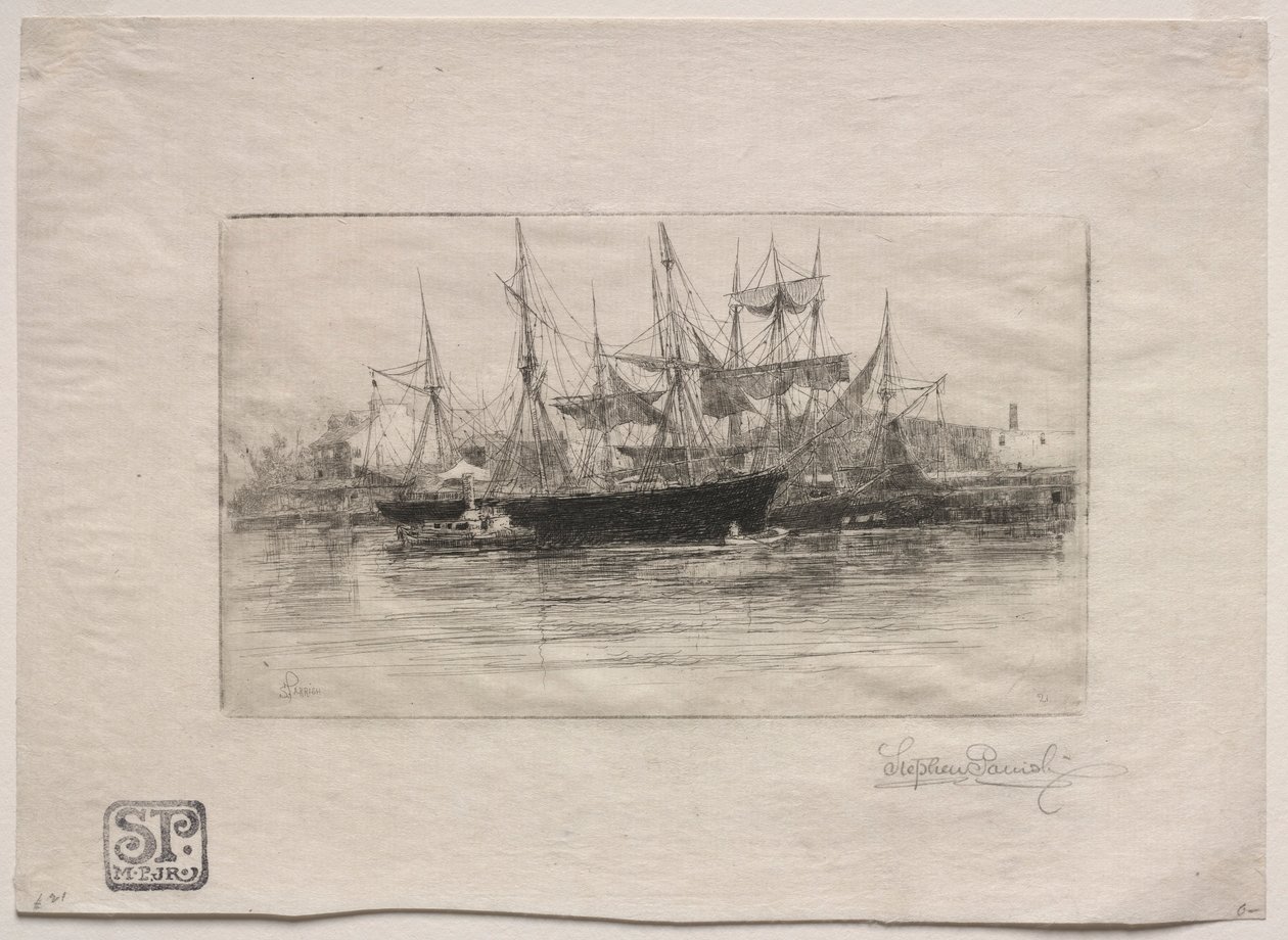 微风点石油码头，1880年。 作者 史蒂芬·帕里什