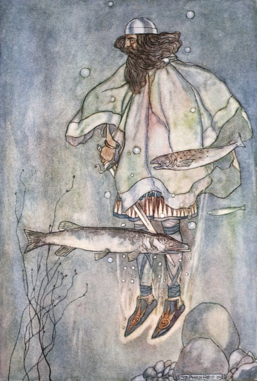 弗格斯下到湖里》，约1910年。   作者 斯蒂芬·里德