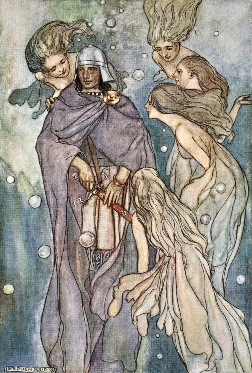 那里住着红发的海洋女妖"，约1910年。   作者 斯蒂芬·里德