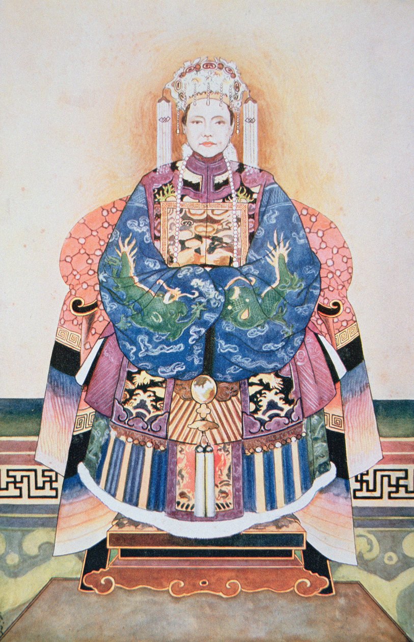 慈禧，根据中国画创作（纸上水彩） 作者 斯蒂芬·里德