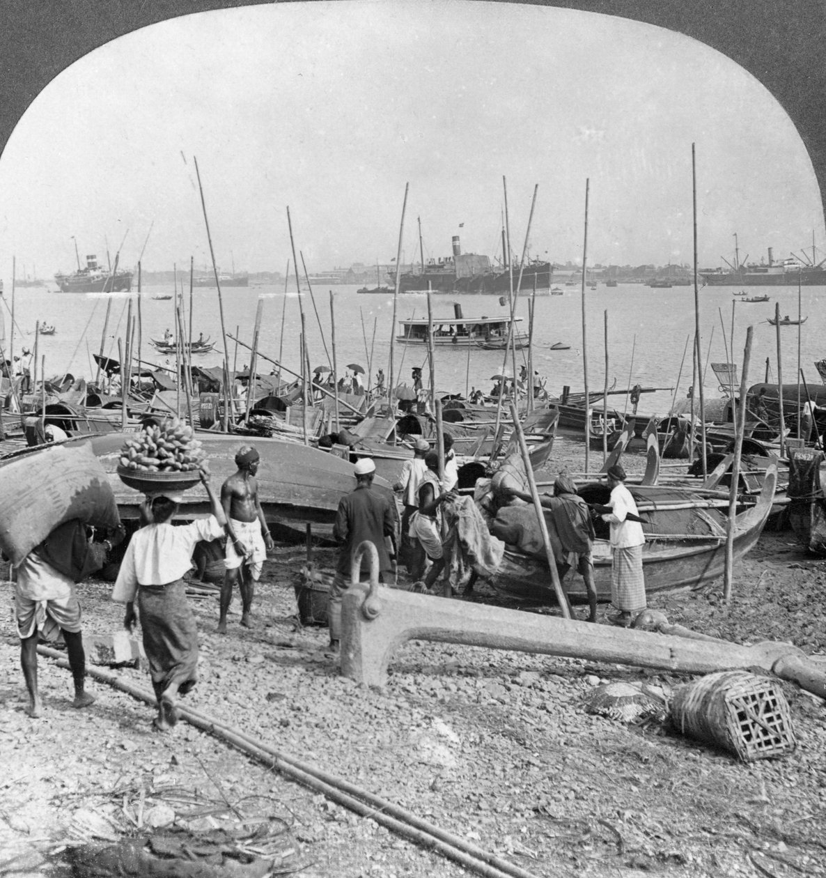缅甸伊洛瓦底江上的仰光港，1908年 作者 立体声旅行社