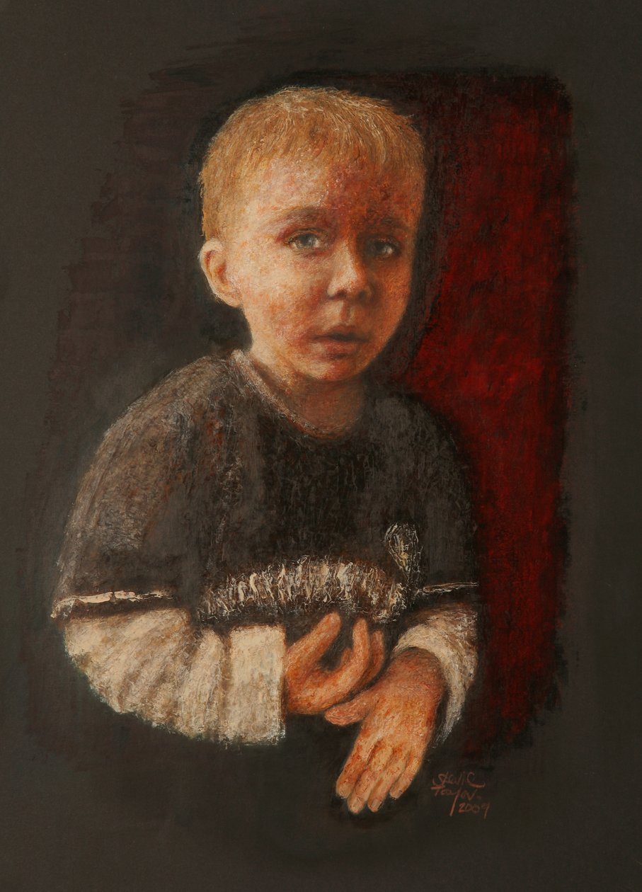 小男孩工作，2009年（纸上油） 作者 史蒂夫·泰勒