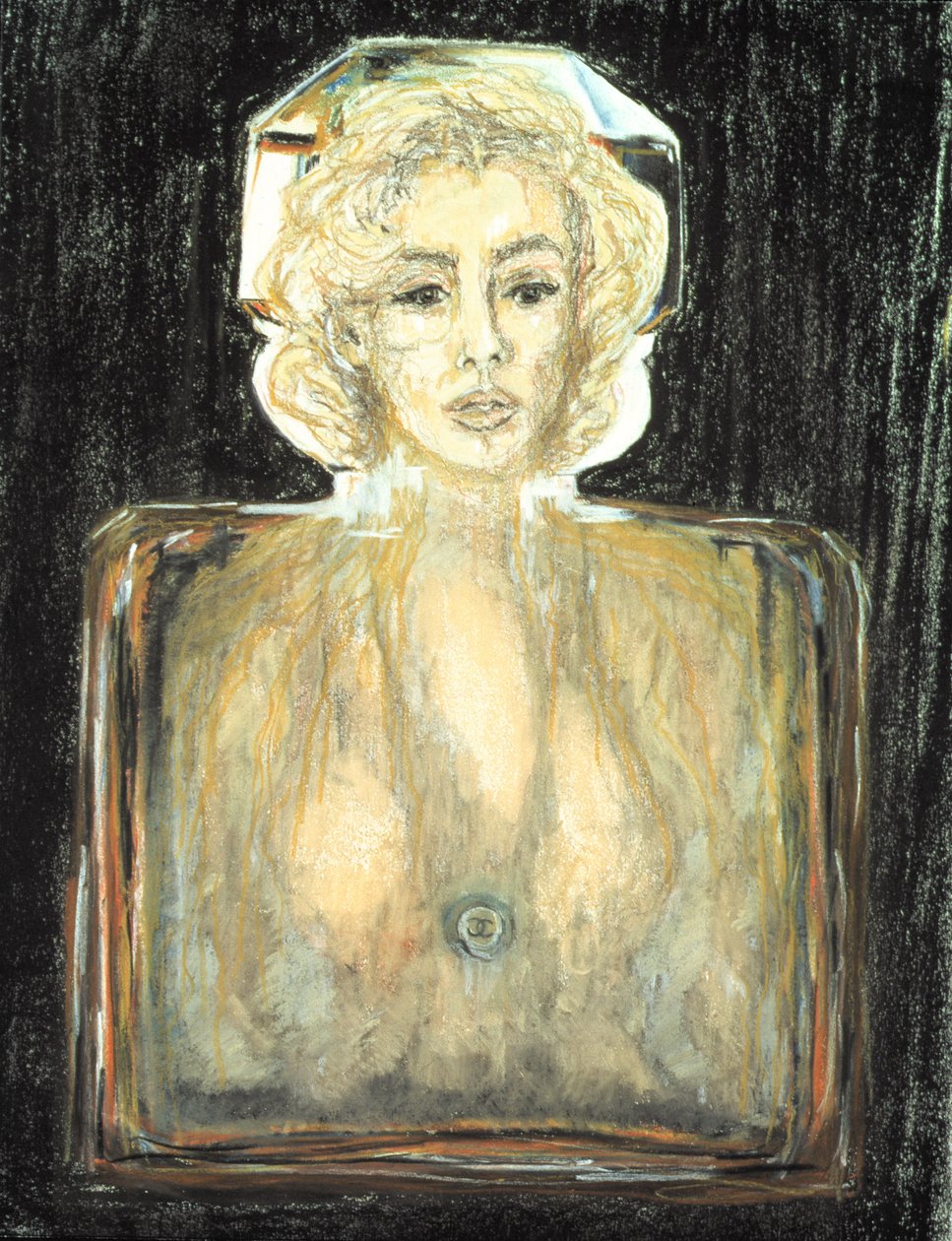 玛丽莲在香奈儿，1996年（粉彩，铅笔和木炭在纸上） 作者 史蒂夫·泰勒