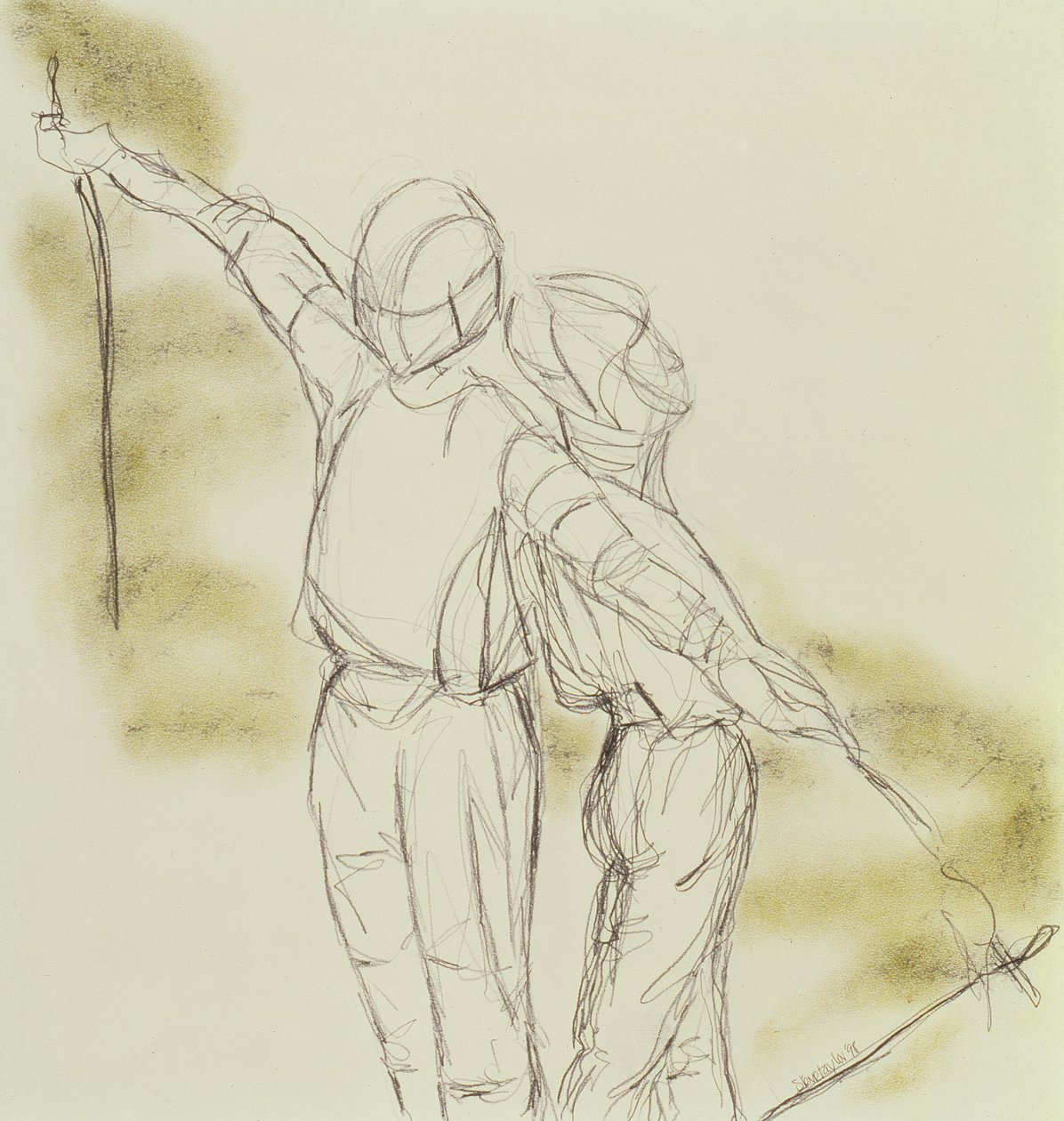 制备，1998年（石墨和纸上粉彩） 作者 史蒂夫·泰勒