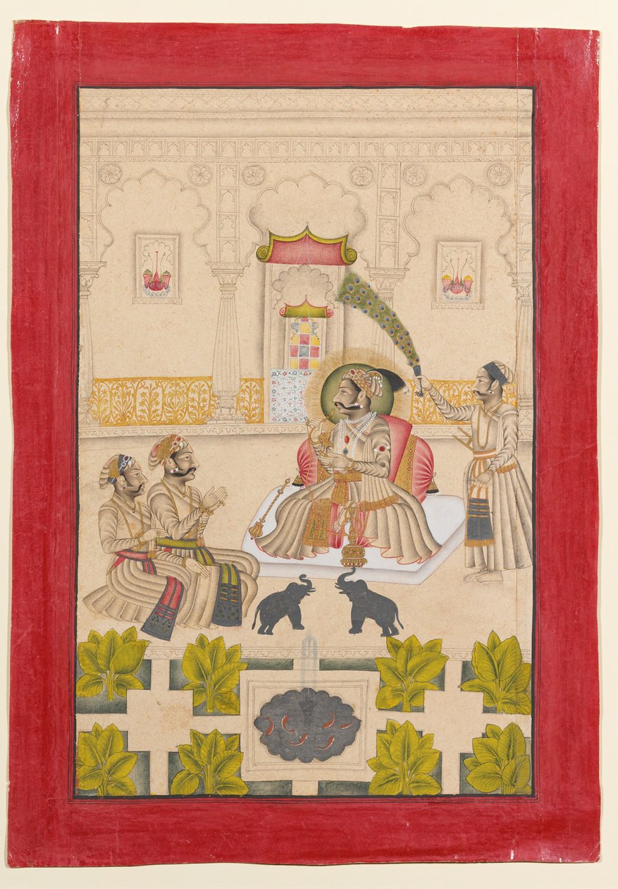 Maharana Amar Singh II显示了两只银色大象 作者 点画大师