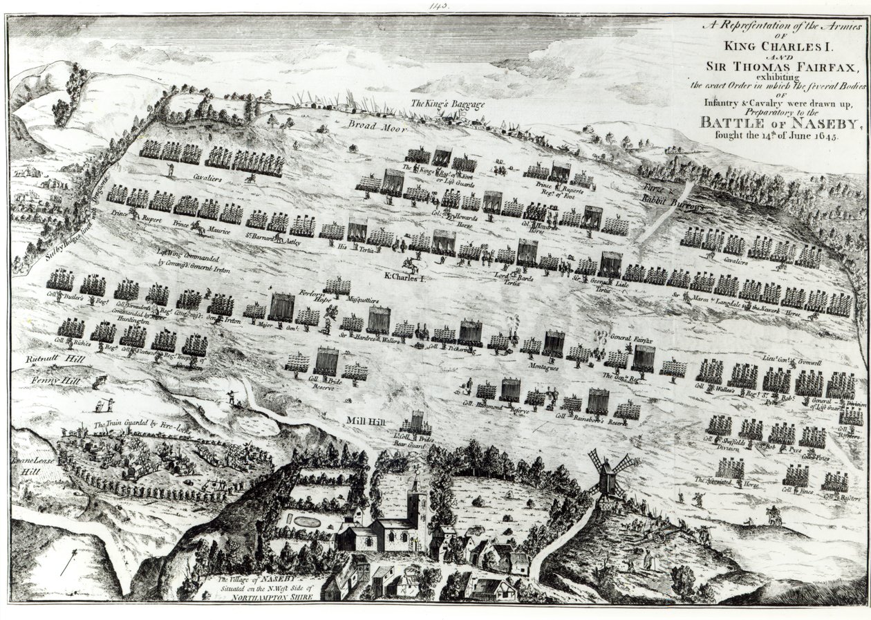 1645年6月14日参加Naseby战役的准备工作，由John Mastin于1792年出版的“Naseby的历史和古物”中发表 作者 街头小贩
