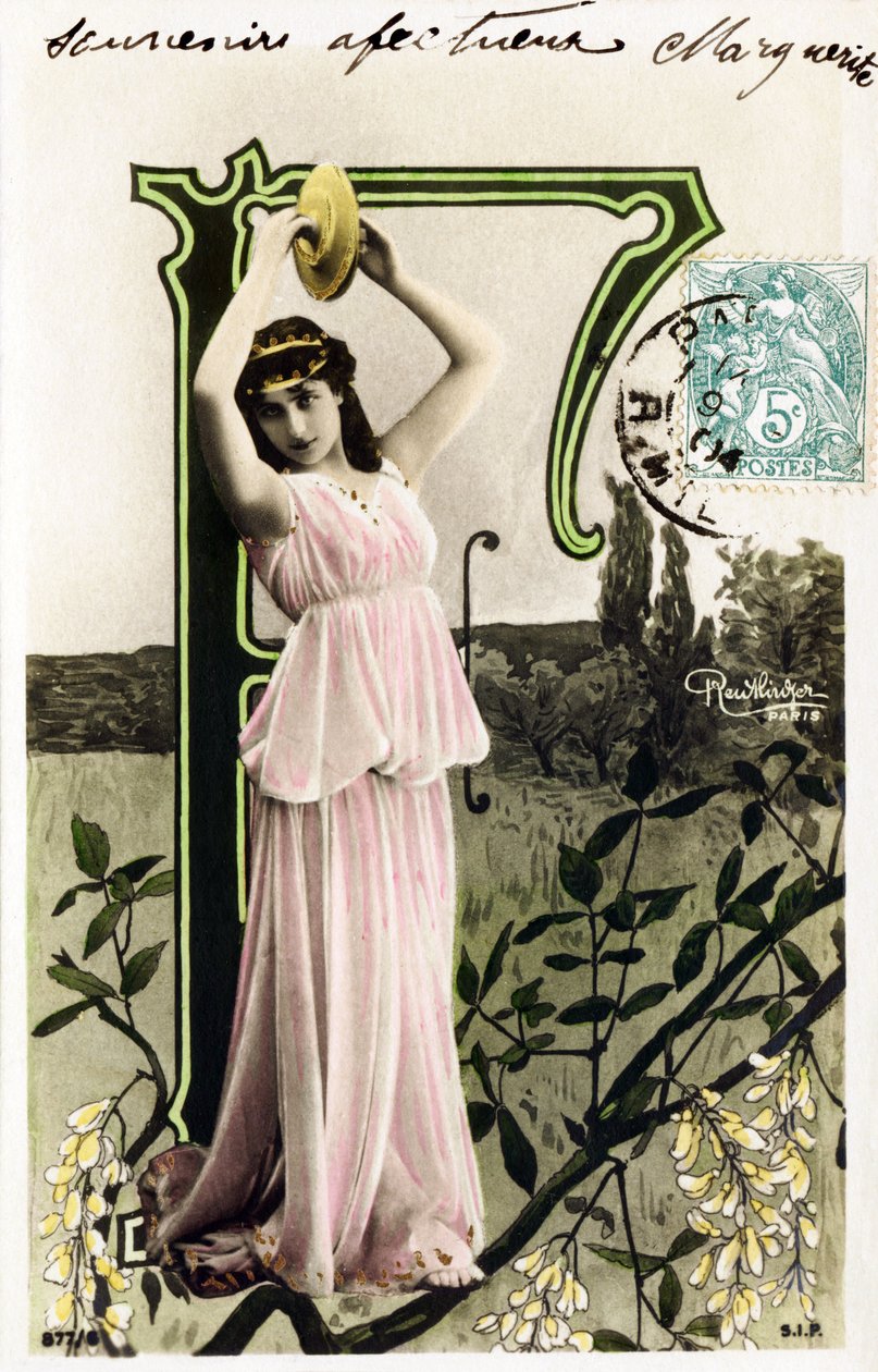 F：Mlle Beauregard，1900年代的艺术家-明信片中的字母 作者 罗伊特林格工作室