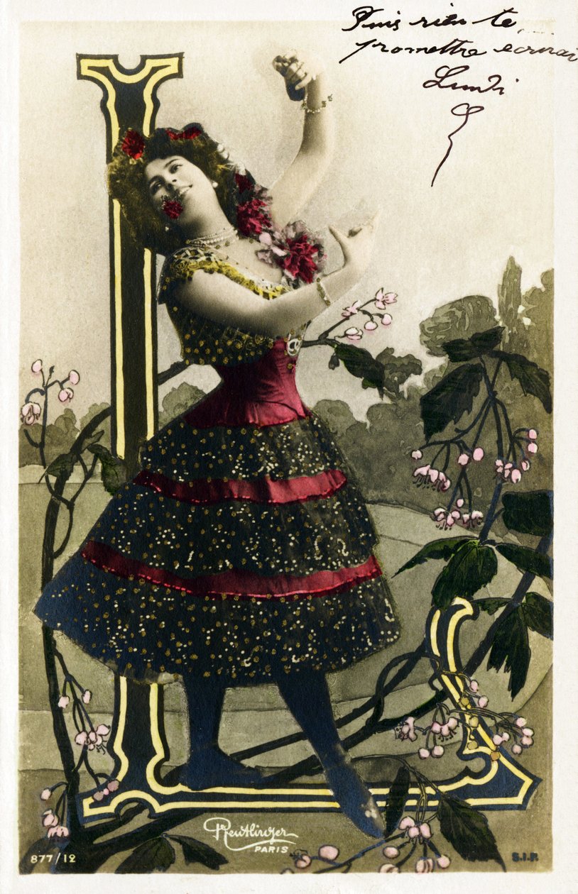 L：卢莎·查维塔（Laz Chavita），女演员和拉贝儿时代的舞蹈家-巴黎歌剧院-明信片中的字母 作者 罗伊特林格工作室