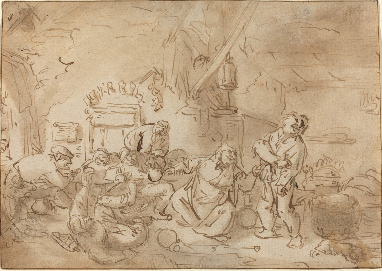 旅店中的争吵 作者 Adriaen van Ostade 风格